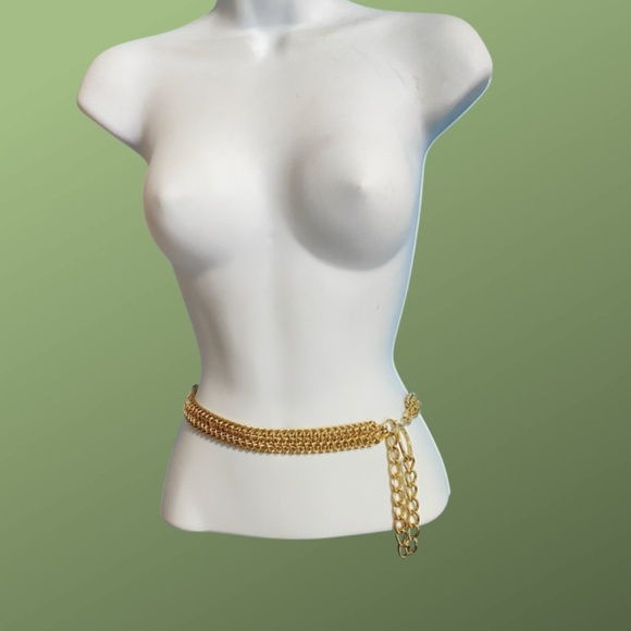 Metal Gold Tone ChainMesh Belt With Long Dangle - Picture 8 of 9